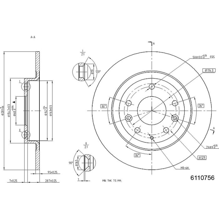 Bremsscheibe 6110756 Bremsscheibe 6110756
