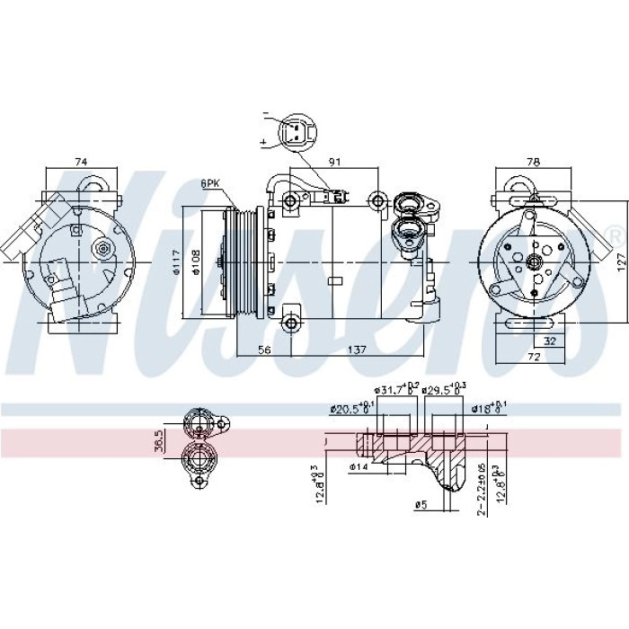 NISSENS 890040 Klimakompressor VS16, 12V, PAG 46, R 134a NISSENS 890040 Klimakompressor VS16, 12V, PAG 46, R 134a