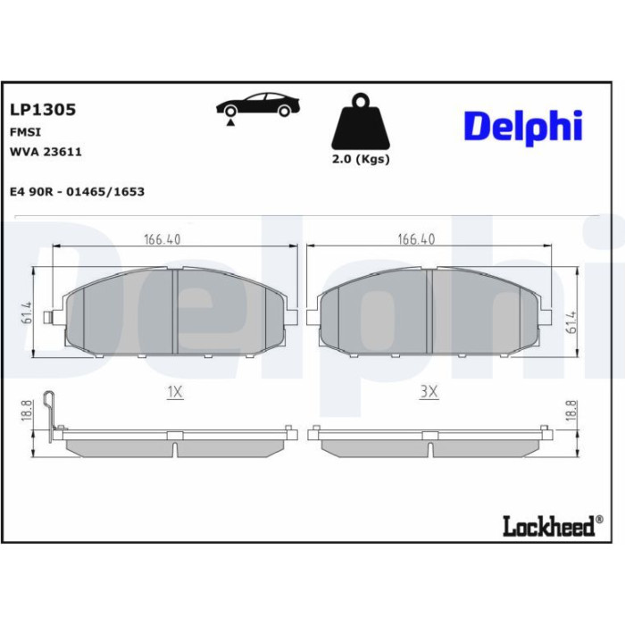 Delphi LP1305 Bremsbelagsatz, Scheibenbremse Delphi LP1305 Bremsbelagsatz, Scheibenbremse