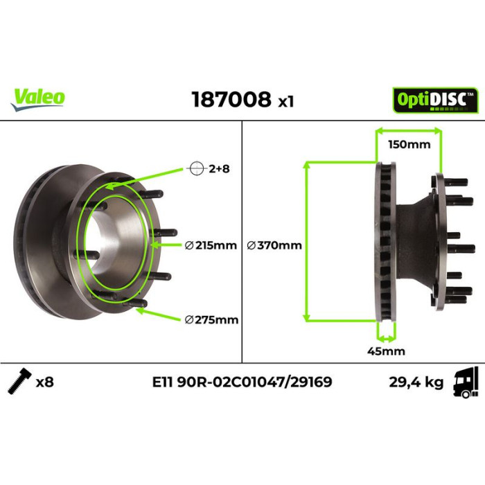 Valeo 187008 Bremsscheibe OptiDISC Valeo 187008 Bremsscheibe OptiDISC