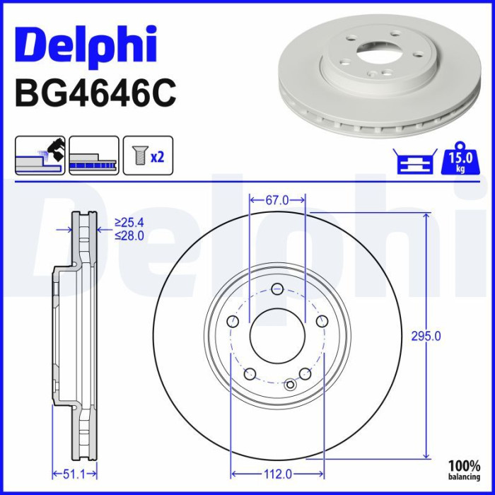 Delphi BG4646C Bremsscheibe Delphi BG4646C Bremsscheibe