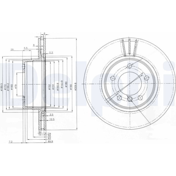 Delphi BG3870 Bremsscheibe Delphi BG3870 Bremsscheibe