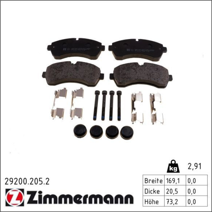 Zimmermann 29200.205.2 Bremsbelagsatz, Scheibenbremse Zimmermann 29200.205.2 Bremsbelagsatz, Scheibenbremse