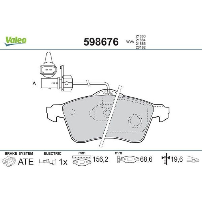 Valeo 598676 Bremsbelagsatz, Scheibenbremse