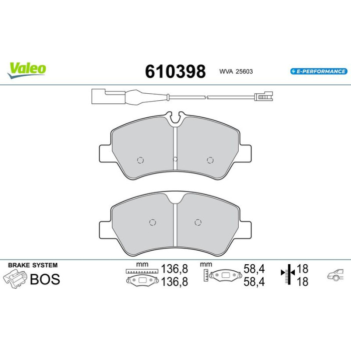 Valeo 610398 Bremsbelagsatz, Scheibenbremse E-PERFORMANCE