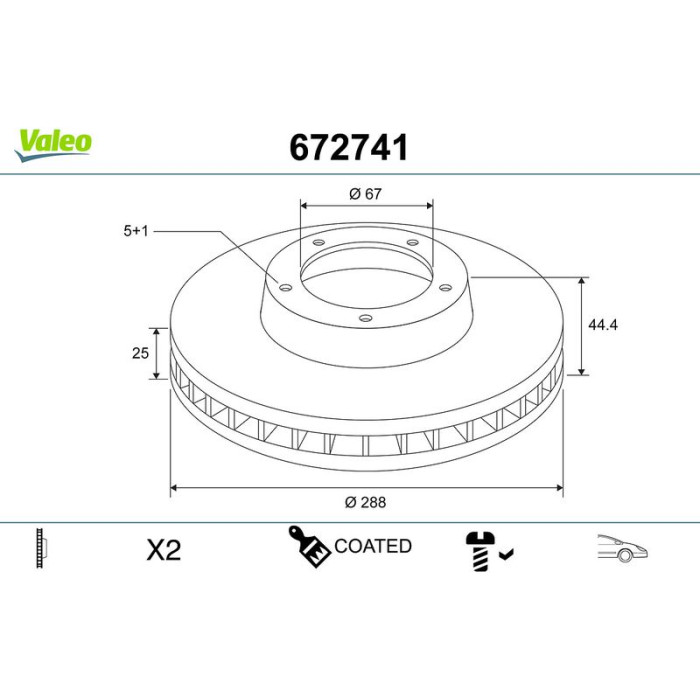 Valeo 672741 Bremsscheibe COATED Valeo 672741 Bremsscheibe COATED