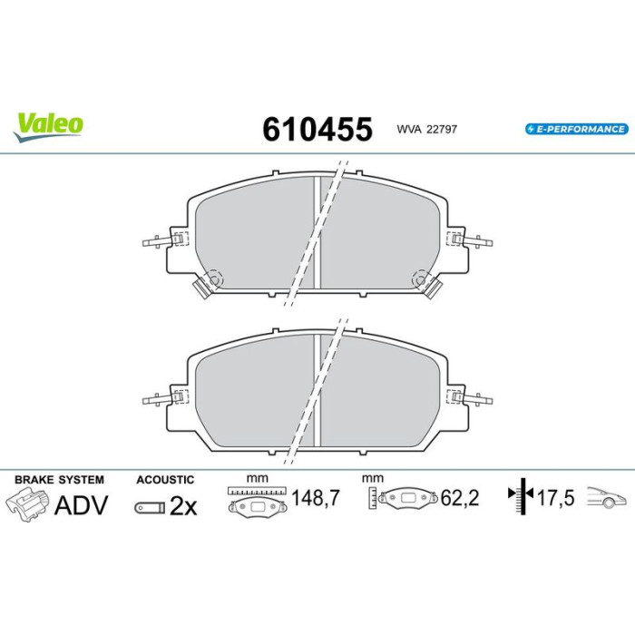 Valeo 610455 Bremsbelagsatz, Scheibenbremse E-PERFORMANCE Valeo 610455 Bremsbelagsatz, Scheibenbremse E-PERFORMANCE