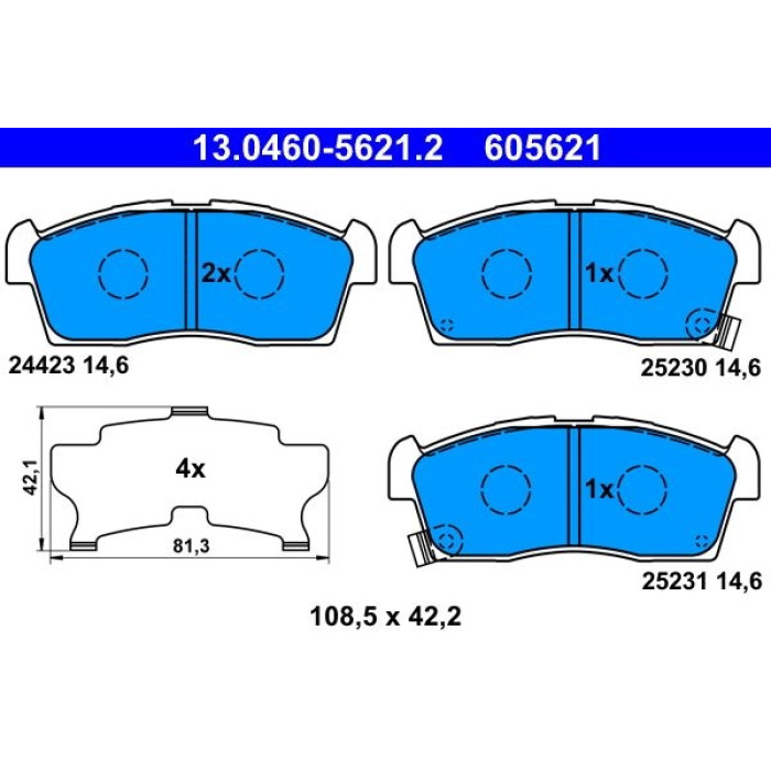 ATE 13.0460-5621.2 Bremsbelagsatz, Scheibenbremse