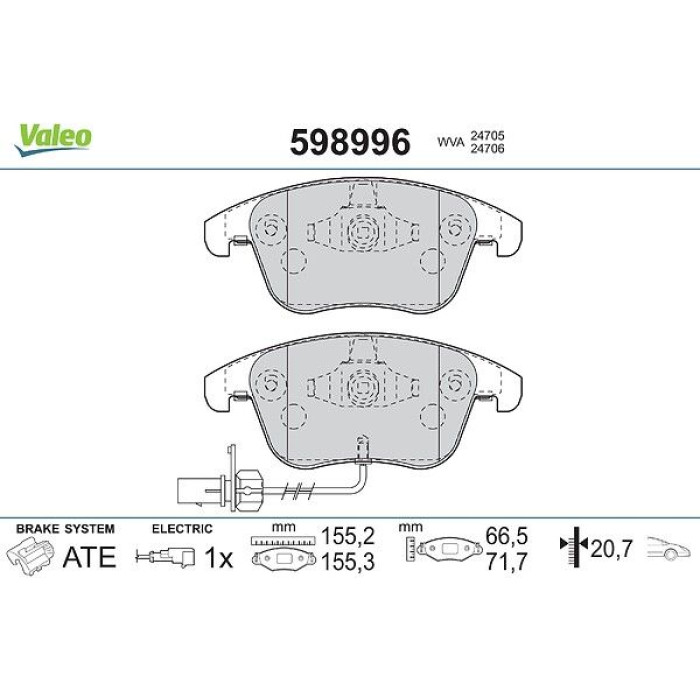 Valeo 598996 Bremsbelagsatz, Scheibenbremse Valeo 598996 Bremsbelagsatz, Scheibenbremse