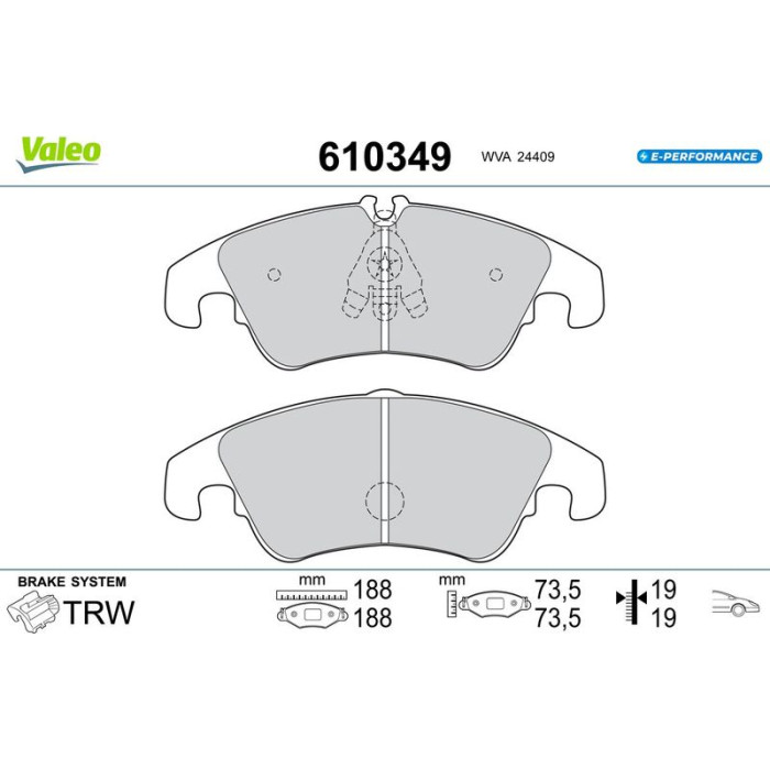 Valeo 610349 Bremsbelagsatz, Scheibenbremse E-PERFORMANCE