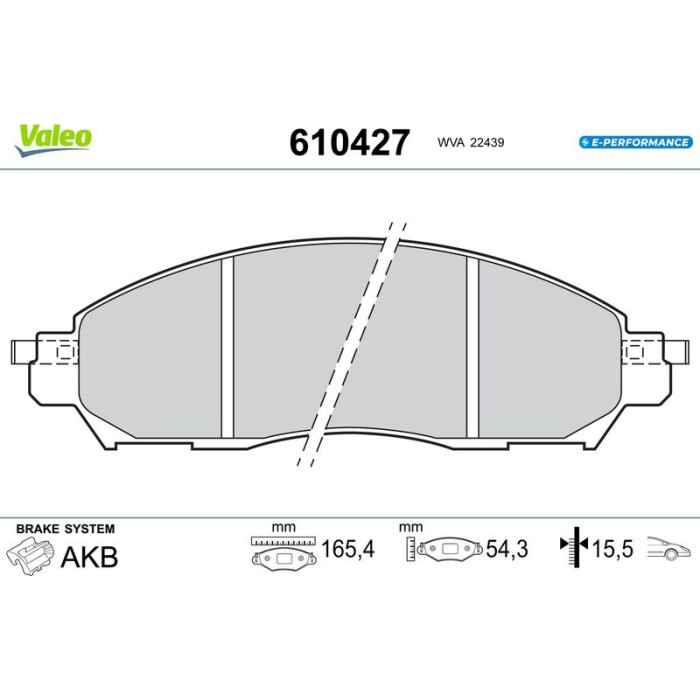 Valeo 610427 Bremsbelagsatz, Scheibenbremse E-PERFORMANCE