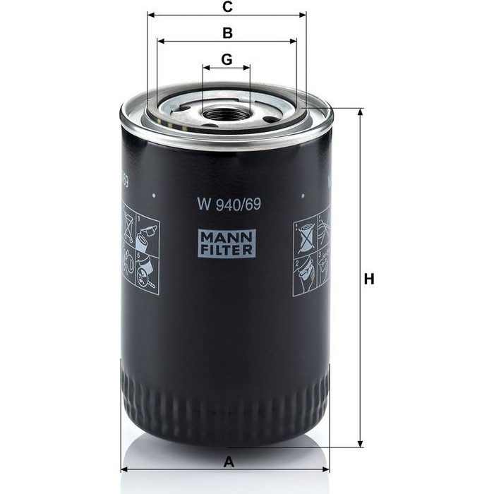 Mann-Filter W 940/69 Ölfilter Mann-Filter W 940/69 Ölfilter