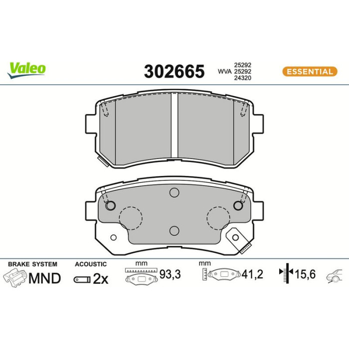 Valeo 302665 Bremsbelagsatz, Scheibenbremse ESSENTIAL Valeo 302665 Bremsbelagsatz, Scheibenbremse ESSENTIAL