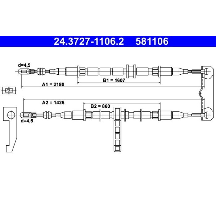 ATE 24.3727-1106.2 Seilzug, Feststellbremse ATE 24.3727-1106.2 Seilzug, Feststellbremse
