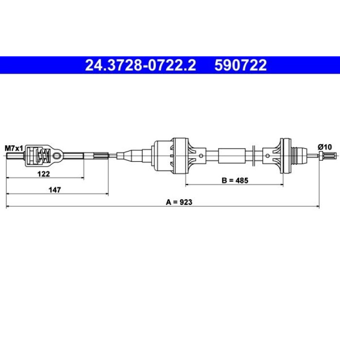 ATE 24.3728-0722.2 Seilzug, Kupplungsbetätigung ATE 24.3728-0722.2 Seilzug, Kupplungsbetätigung