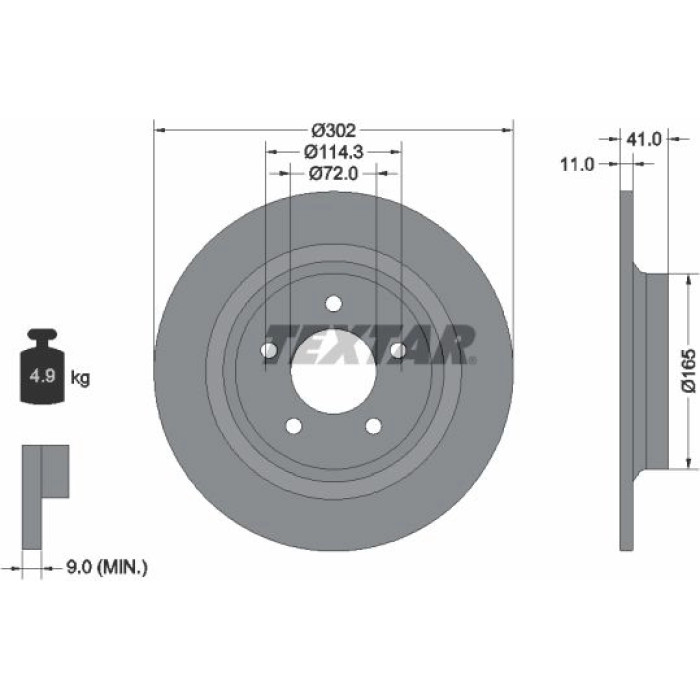 TEXTAR 92148200 Bremsscheibe für MAZDA PREMACY, 5 302x11mm, 05/05x114,3, voll TEXTAR 92148200 Bremsscheibe für MAZDA PREMACY, 5 302x11mm, 05/05x114,3, voll