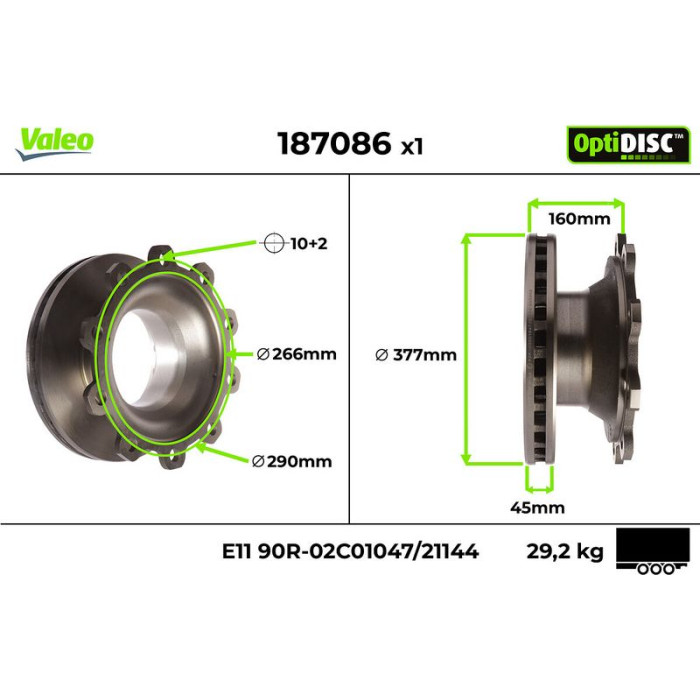 Valeo 187086 Bremsscheibe OptiDISC Valeo 187086 Bremsscheibe OptiDISC