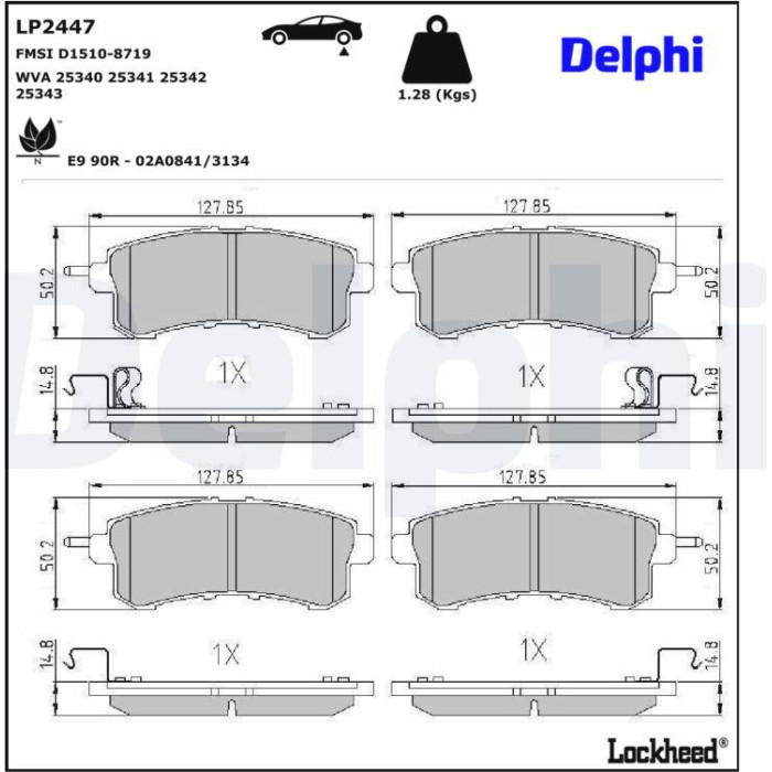 Delphi LP2447 Bremsbelagsatz, Scheibenbremse Delphi LP2447 Bremsbelagsatz, Scheibenbremse