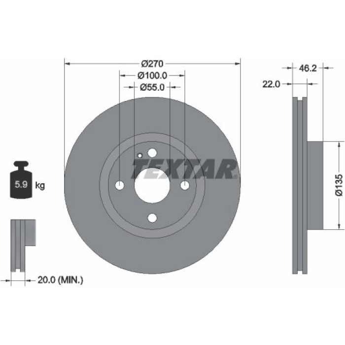 Textar 92175903 Bremsscheibe PRO