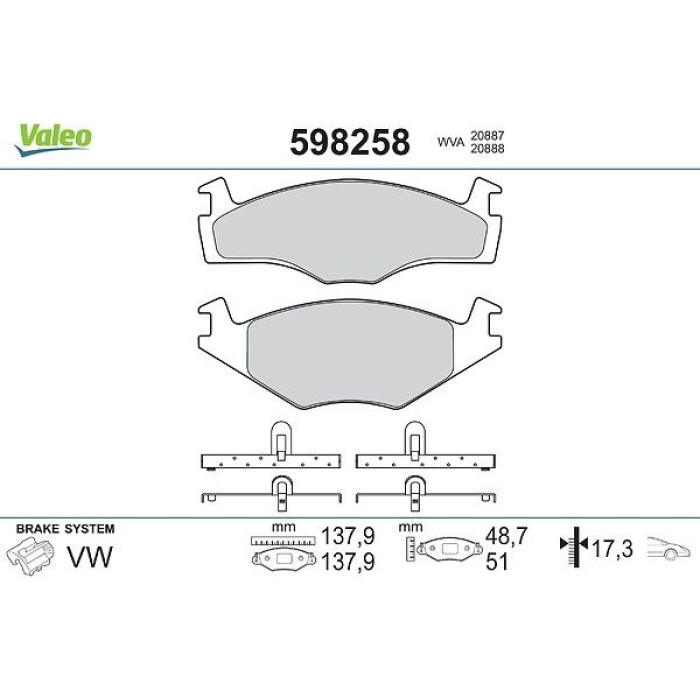 Valeo 598258 Bremsbelagsatz, Scheibenbremse