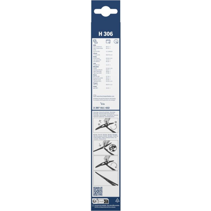 BOSCH H 306 Scheibenwischer Rear 3 397 011 432 BOSCH H 306 Scheibenwischer Rear 3 397 011 432