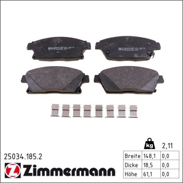 Zimmermann 25034.185.2 Bremsbelagsatz, Scheibenbremse