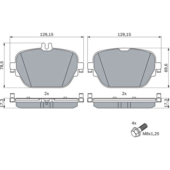 BOSCH 0 986 424 858 Bremsbelagsatz, Scheibenbremse BOSCH 0 986 424 858 Bremsbelagsatz, Scheibenbremse