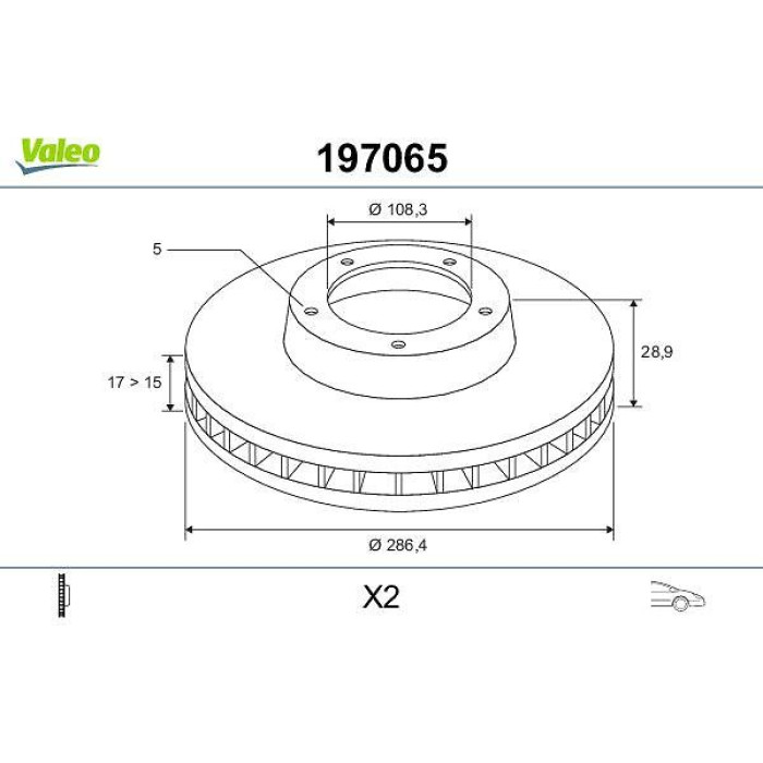 Valeo 197065 Bremsscheibe Valeo 197065 Bremsscheibe