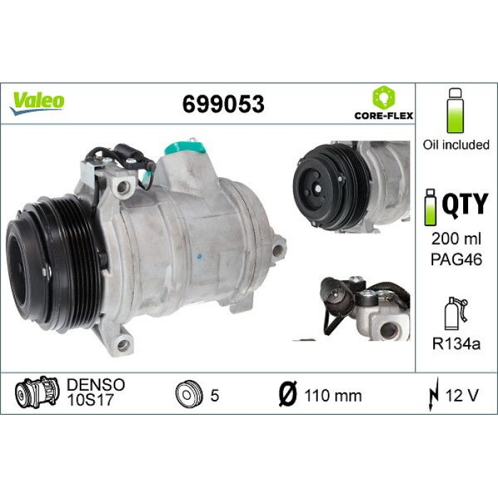 Valeo 699053 Kompressor, Klimaanlage CORE-FLEX