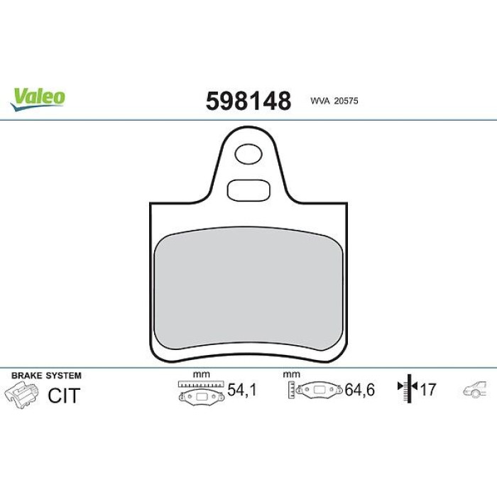 Valeo 598148 Bremsbelagsatz, Scheibenbremse Valeo 598148 Bremsbelagsatz, Scheibenbremse