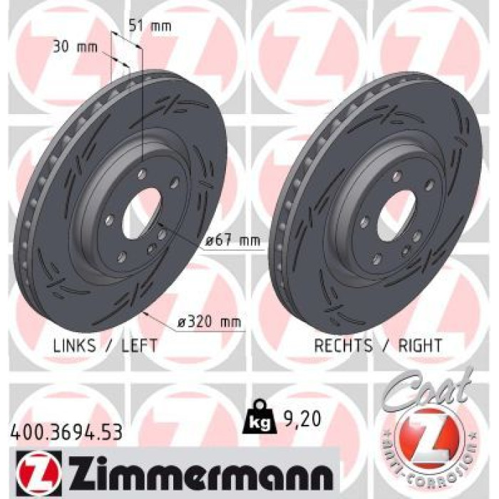 Zimmermann 400.3694.53 Bremsscheibe BLACK Z Zimmermann 400.3694.53 Bremsscheibe BLACK Z
