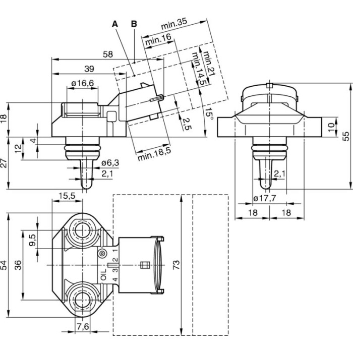 Sensor, Öltemperatur 0 281 006 282