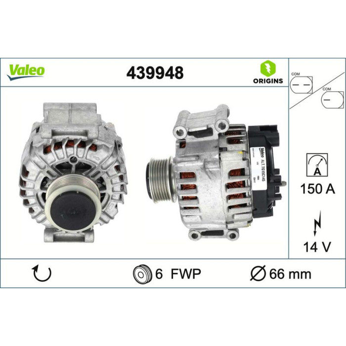 Valeo 439948 Generator ORIGINS - NEW O.E. TECHNOLOGIE Valeo 439948 Generator ORIGINS - NEW O.E. TECHNOLOGIE