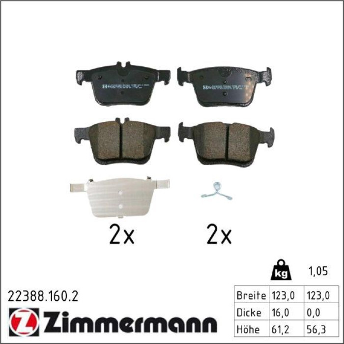 Zimmermann 22388.160.2 Bremsbelagsatz, Scheibenbremse Zimmermann 22388.160.2 Bremsbelagsatz, Scheibenbremse