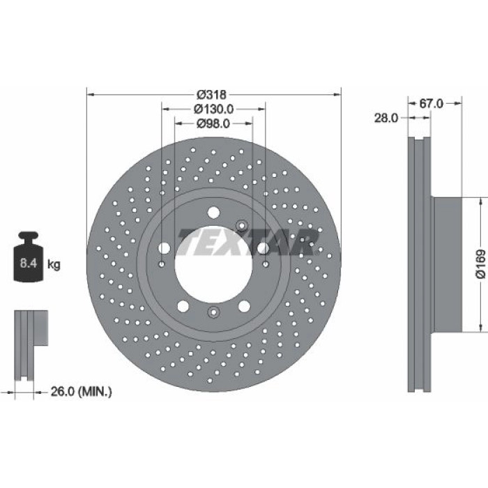 Textar 92100007 Bremsscheibe PRO+ Textar 92100007 Bremsscheibe PRO+