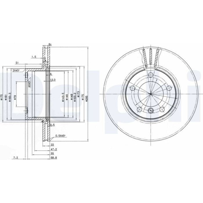 Delphi BG3043 Bremsscheibe Delphi BG3043 Bremsscheibe