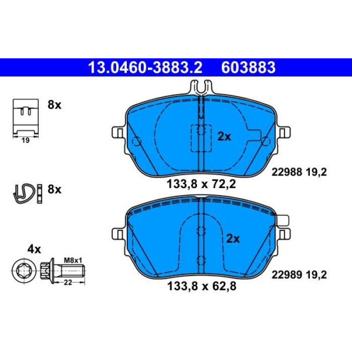 ATE 13.0460-3883.2 Bremsbelagsatz, Scheibenbremse