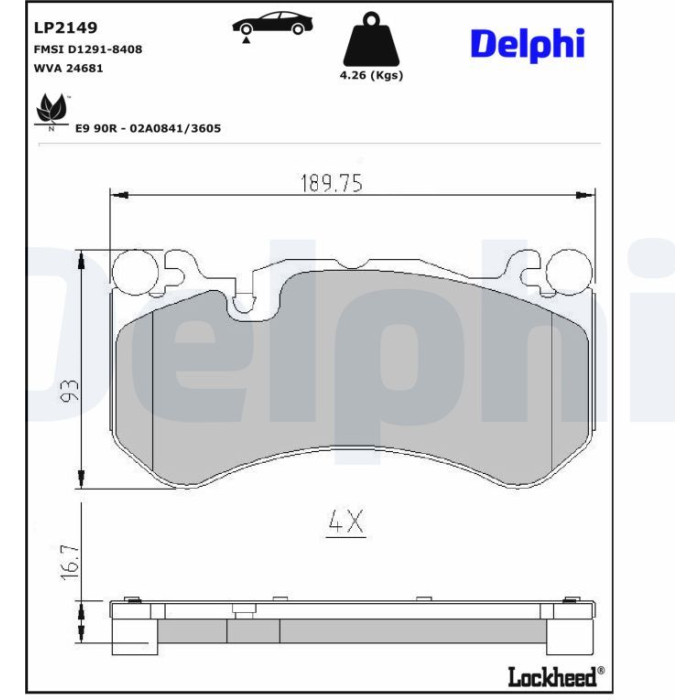Delphi LP2149 Bremsbelagsatz, Scheibenbremse Delphi LP2149 Bremsbelagsatz, Scheibenbremse