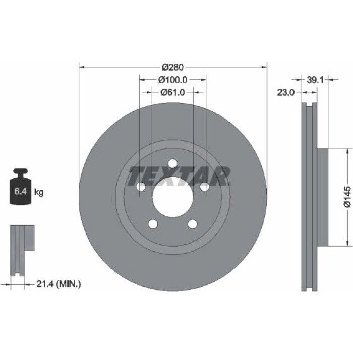 Textar 92108503 Bremsscheibe PRO Textar 92108503 Bremsscheibe PRO