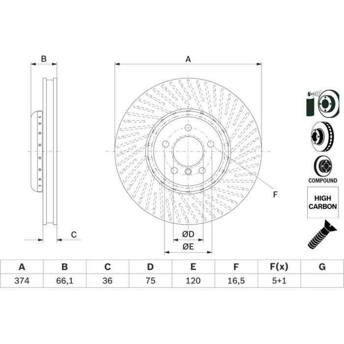 BOSCH 0 986 479 E27 Bremsscheibe