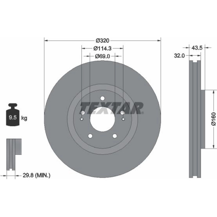 Textar 92169903 Bremsscheibe PRO