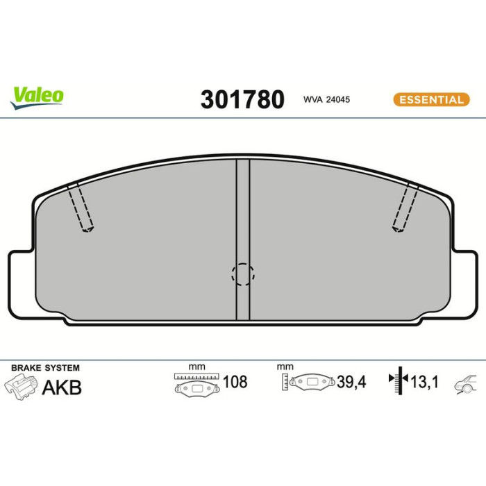 Valeo 301780 Bremsbelagsatz, Scheibenbremse ESSENTIAL Valeo 301780 Bremsbelagsatz, Scheibenbremse ESSENTIAL