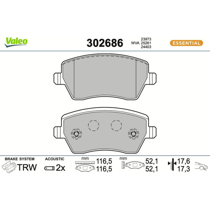 Valeo 302686 Bremsbelagsatz, Scheibenbremse ESSENTIAL Valeo 302686 Bremsbelagsatz, Scheibenbremse ESSENTIAL