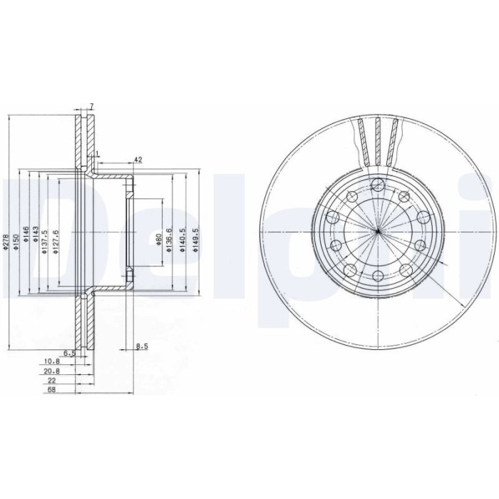 Delphi BG2306 Bremsscheibe Delphi BG2306 Bremsscheibe