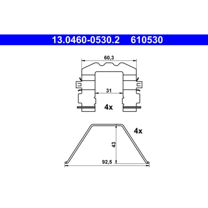 ATE 13.0460-0530.2 Zubehörsatz, Scheibenbremsbelag