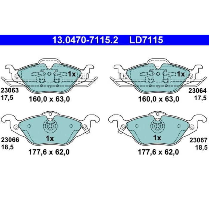 ATE 13.0470-7115.2 Bremsbelagsatz, Scheibenbremse Ceramic