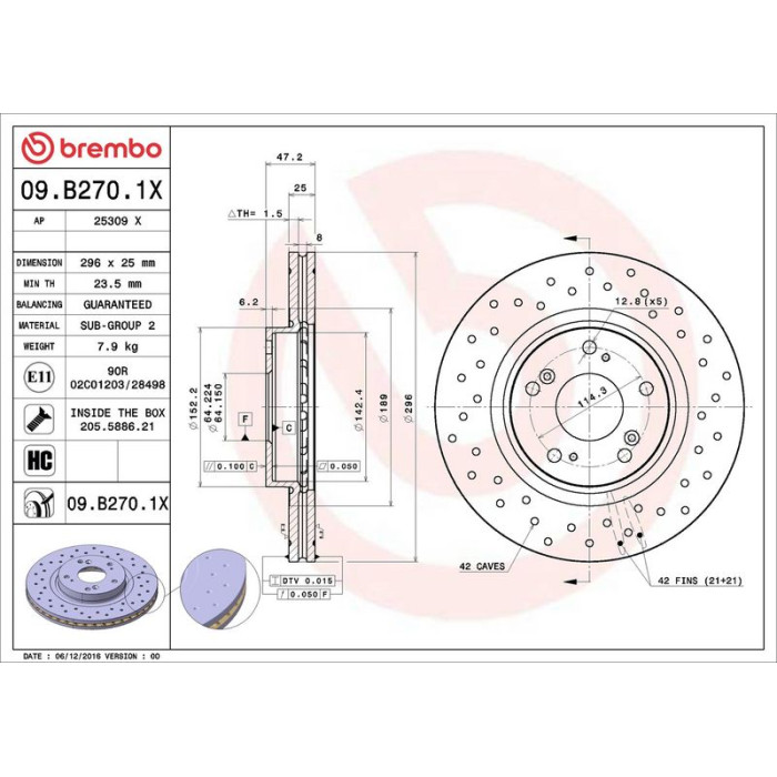 Brembo 09.B270.1X Bremsscheibe XTRA LINE Brembo 09.B270.1X Bremsscheibe XTRA LINE