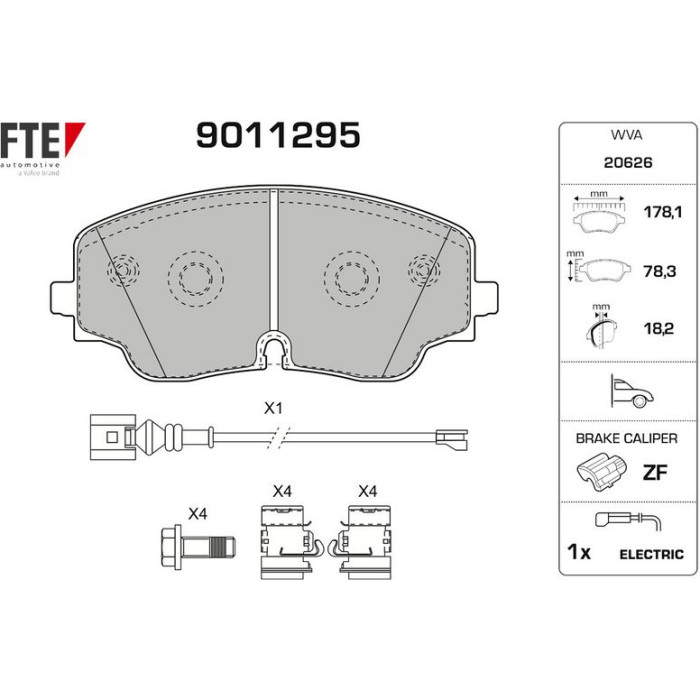 FTE 9011295 Bremsbelagsatz, Scheibenbremse