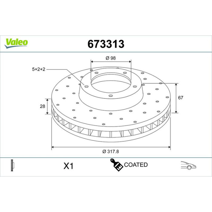 Valeo 673313 Bremsscheibe COATED Valeo 673313 Bremsscheibe COATED
