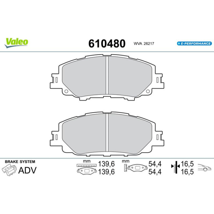 Valeo 610480 Bremsbelagsatz, Scheibenbremse E-PERFORMANCE Valeo 610480 Bremsbelagsatz, Scheibenbremse E-PERFORMANCE